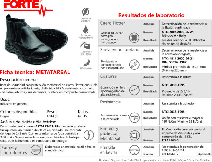 bota con proteccion metatarsal