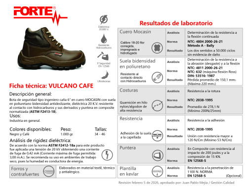 Bota de seguridad cafe