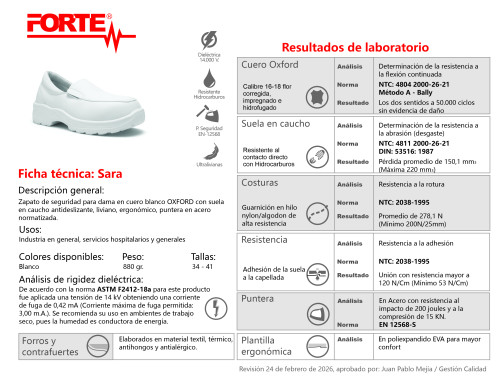 zapato blanco con puntera de seguridad