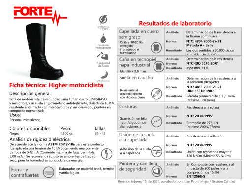 Bota para motociclista con puntera de seguridad